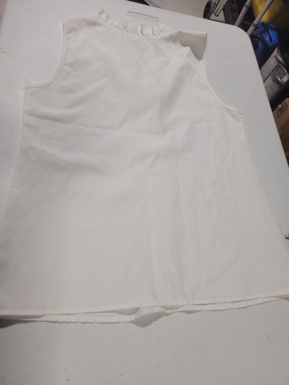 Sleeveless Ruffle Front Shell Top - White - Picture 3 of 3